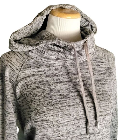 Athleta Hoodie Womens Medium Gray Pullover Sweatshirt Funnel Hooded Sweater - Picture 4 of 12